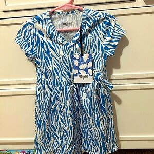 DVF x Target Toddler Vintage blue white Faux Wrap Dress Short Sleeve NWT 3T